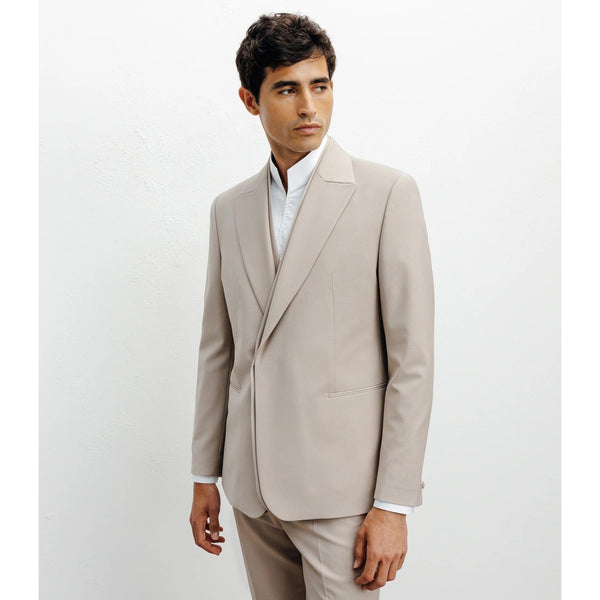 Tiavllya Fashion 2 Pieces Mens Suit Flat Peak Lapel Tuxedos (Blazer+Pants)