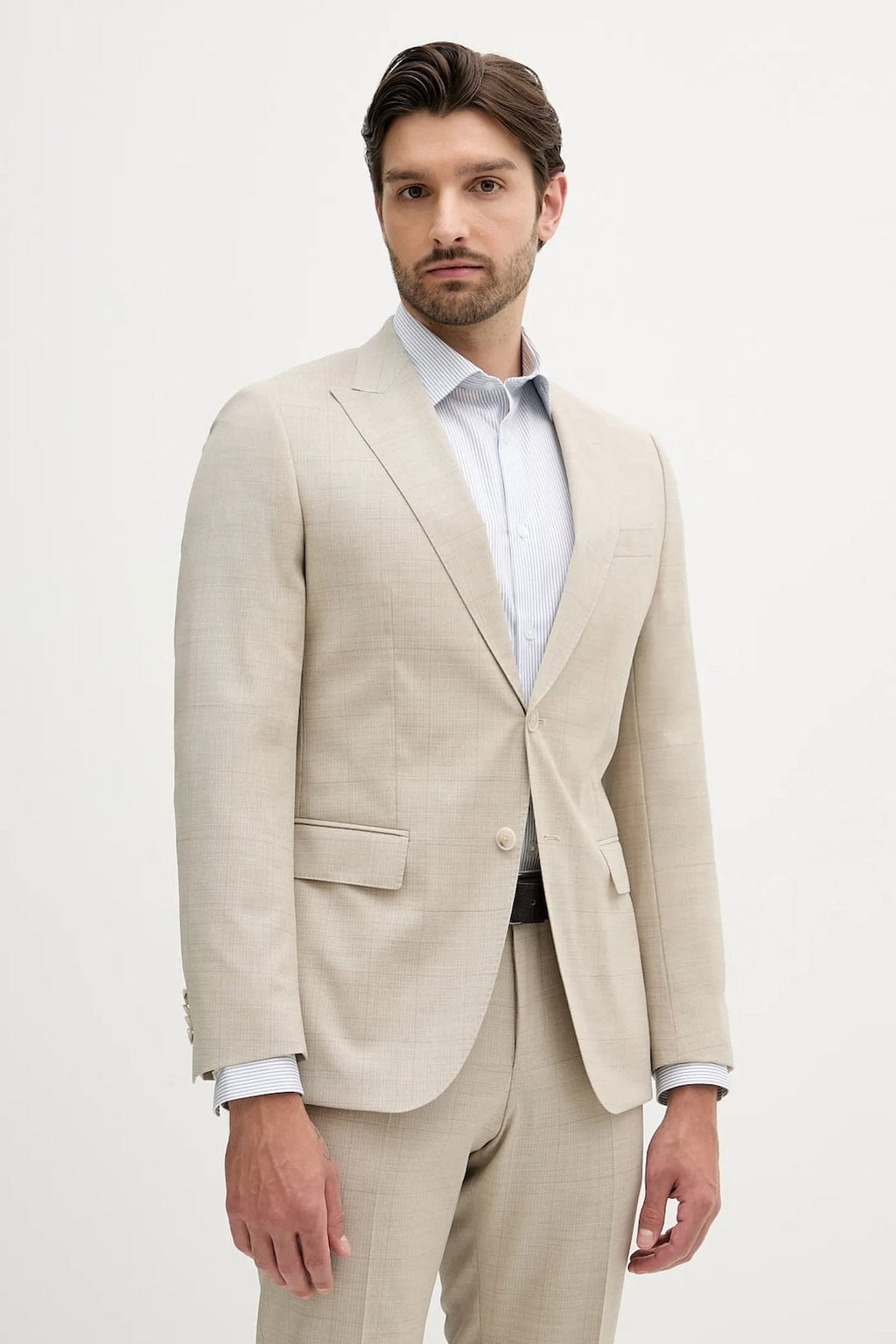 Tiavllya Fashion 2 Pieces Mens Suit Flat Peak Lapel Tuxedos (Blazer+Pants)