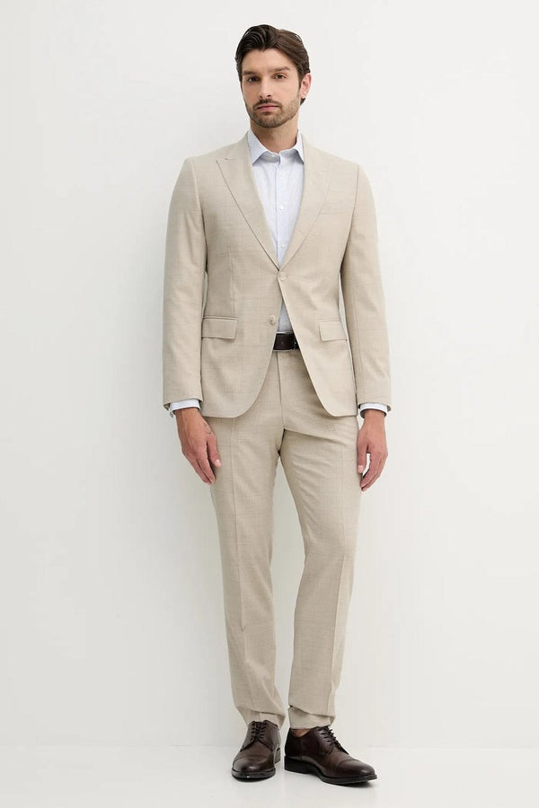 Tiavllya Fashion 2 Pieces Mens Suit Flat Peak Lapel Tuxedos (Blazer+Pants)