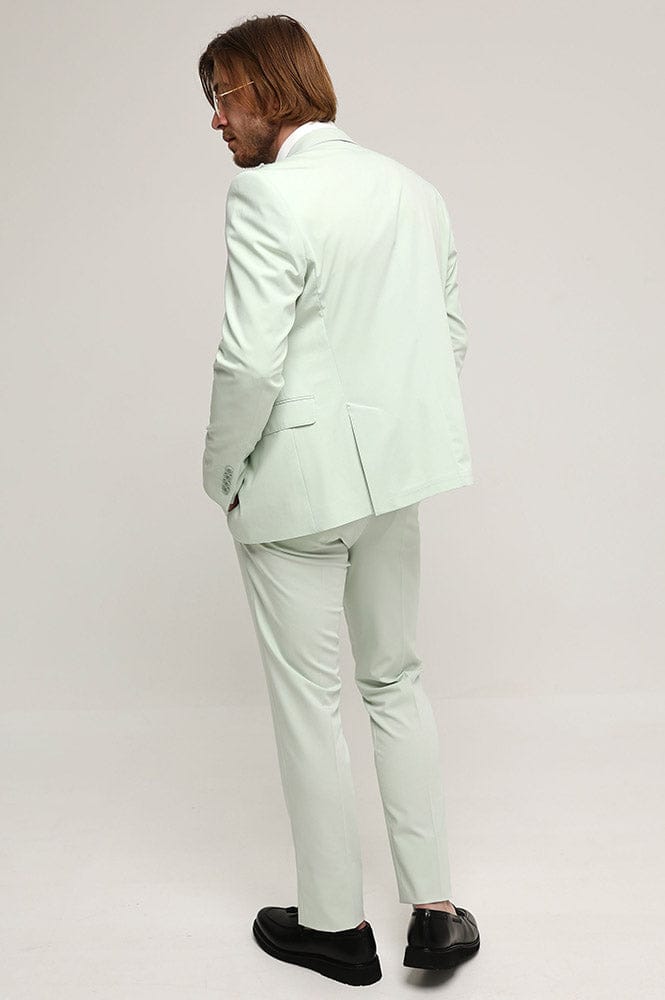 Tiavllya Fashion 2 Pieces Mens Suit Flat Peak Lapel Tuxedos For Wedding (Blazer+Pants)