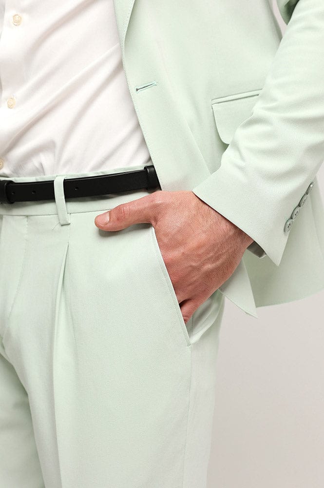 Tiavllya Fashion 2 Pieces Mens Suit Flat Peak Lapel Tuxedos For Wedding (Blazer+Pants)