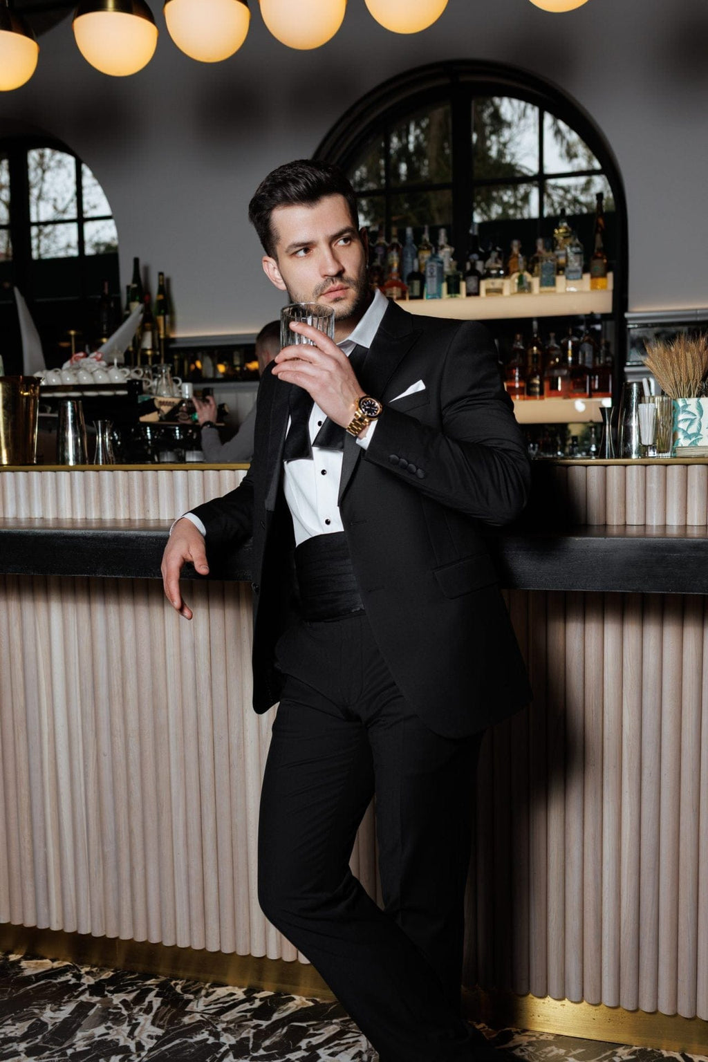 Tiavllya Fashion 2 Pieces Mens Suit Flat Peak Lapel Tuxedos For Wedding (Blazer+Pants)