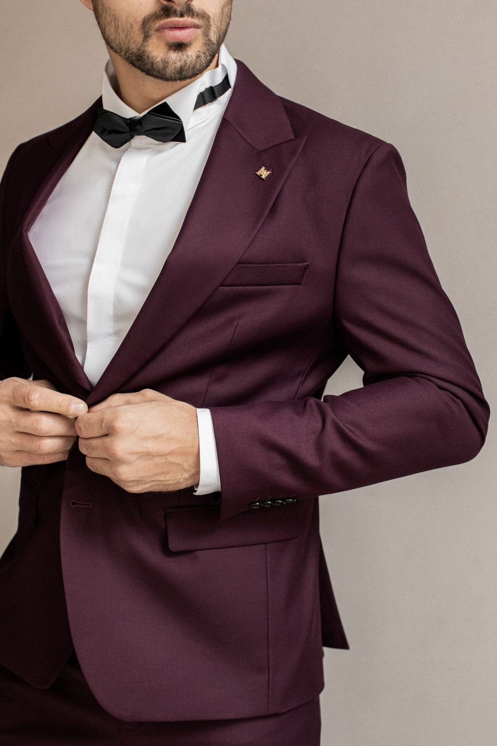 Tiavllya Fashion 2 Pieces Mens Suit Flat Peak Lapel Tuxedos For Wedding (Blazer+Pants)