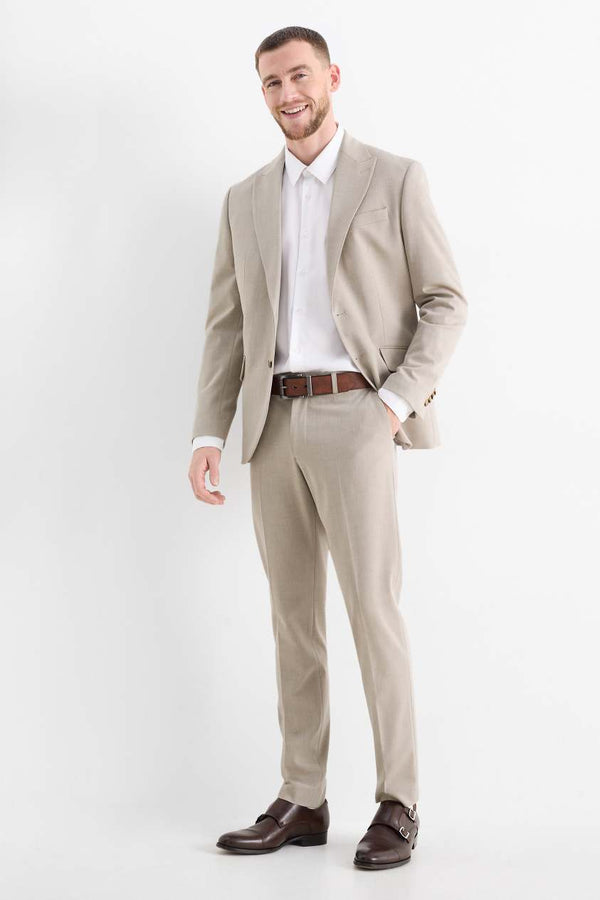 Tiavllya Fashion 2 Pieces Mens Suit Flat Peak Lapel Tuxedos For Wedding (Blazer+Pants)