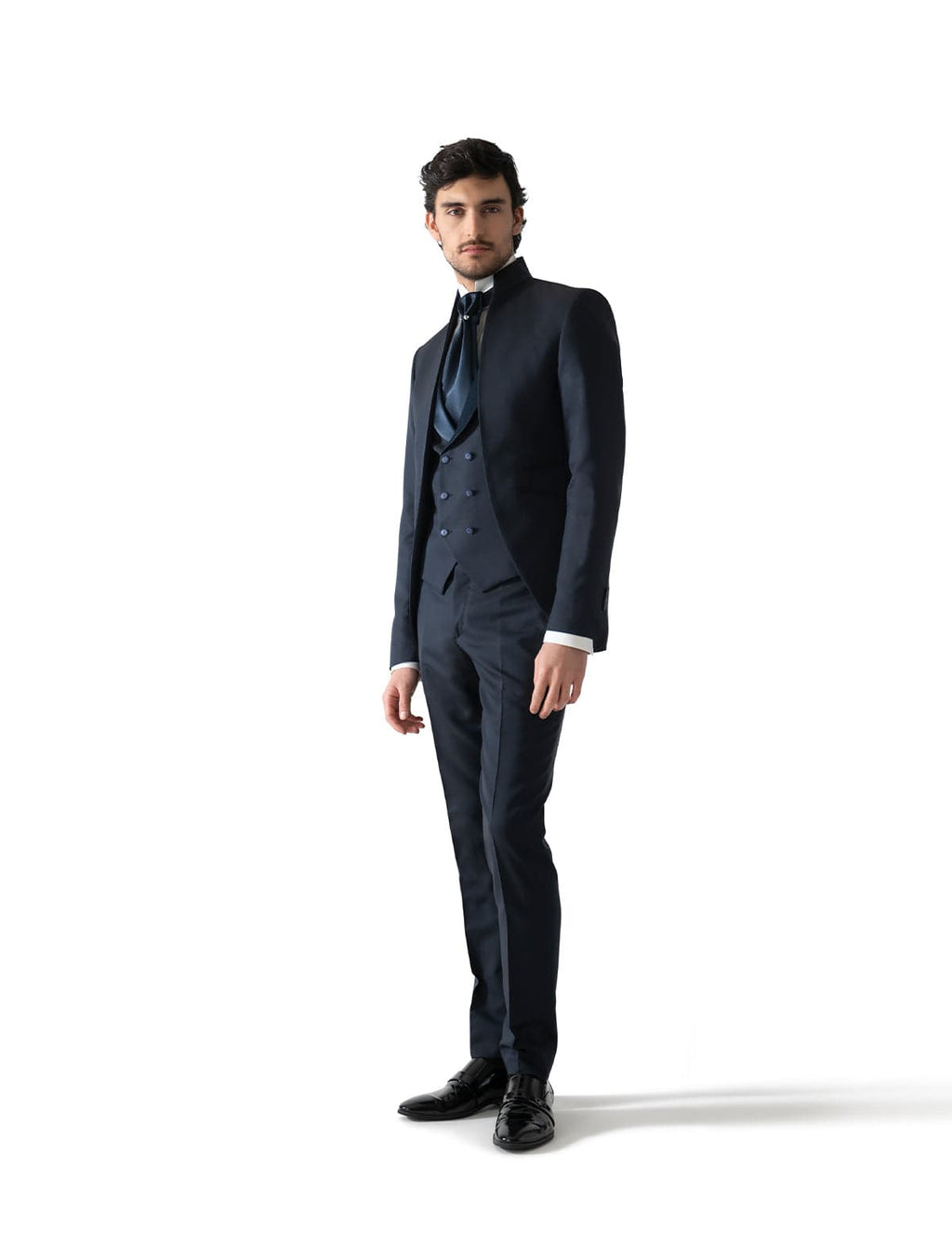 Tiavllya Fashion 3 Piece Men's Slim Fit Solid Color Stand Collar Wedding Suit (Blazer+vest+Pants)