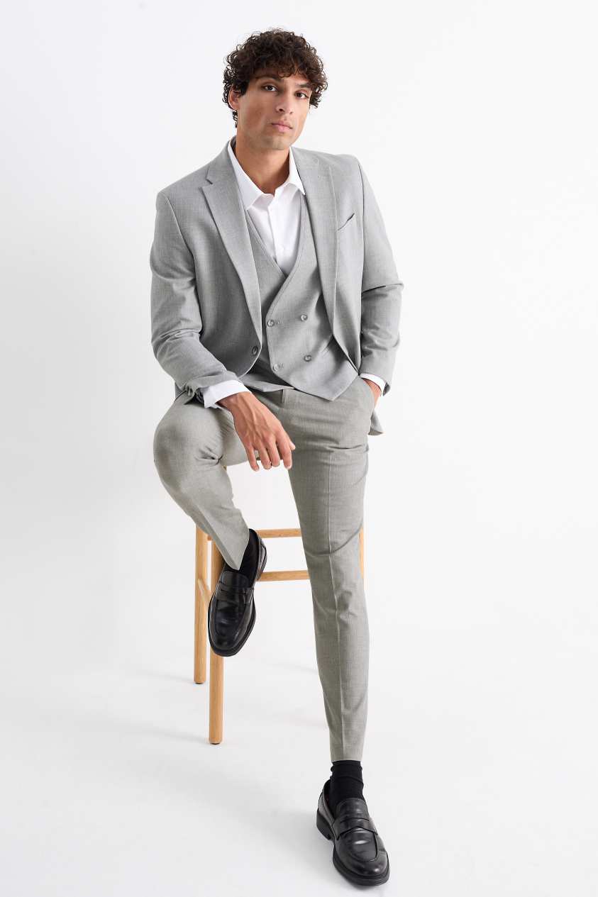 Tiavllya Fashion 3 Pieces Mens Suit Flat Notch Lapel Suit(Blazer+Vest+ Pant)