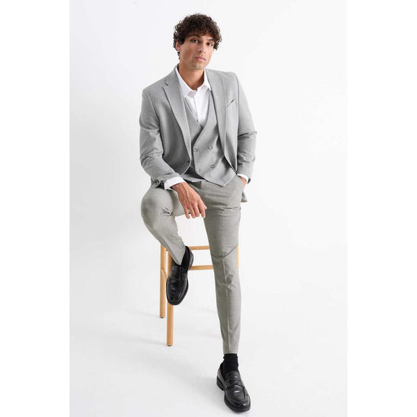 Tiavllya Fashion 3 Pieces Mens Suit Flat Notch Lapel Suit(Blazer+Vest+ Pant)