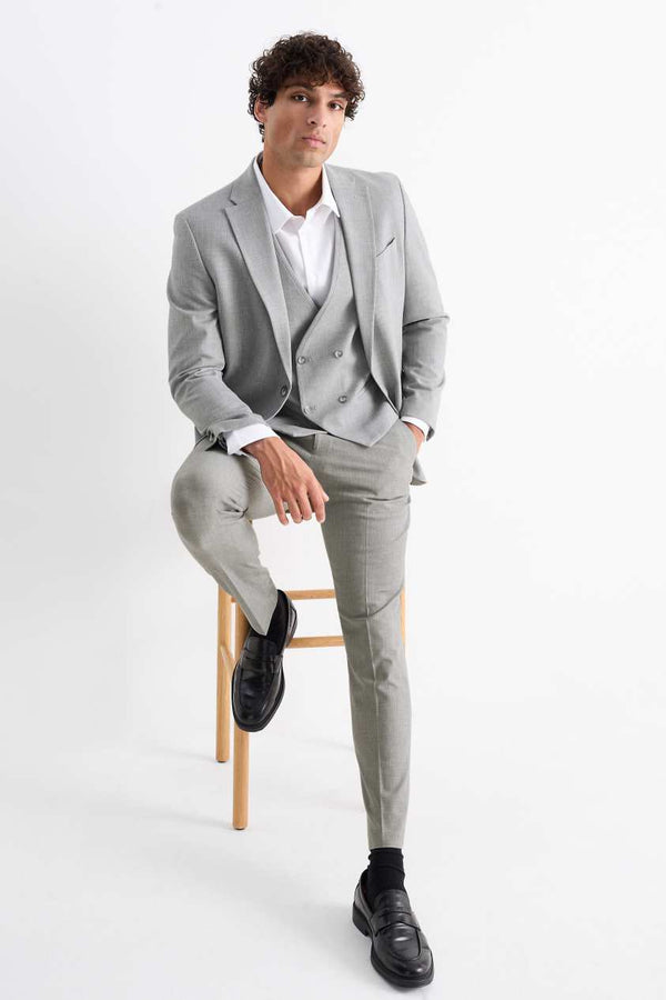 Tiavllya Fashion 3 Pieces Mens Suit Flat Notch Lapel Suit(Blazer+Vest+ Pant)