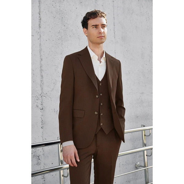 Tiavllya Fashion 3 Pieces Mens Suit Flat Notch Lapel Tuxedos (Blazer+vest+Pants)