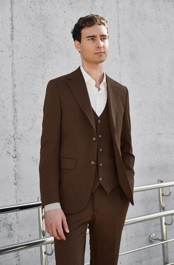 Tiavllya Fashion 3 Pieces Mens Suit Flat Notch Lapel Tuxedos (Blazer+vest+Pants)