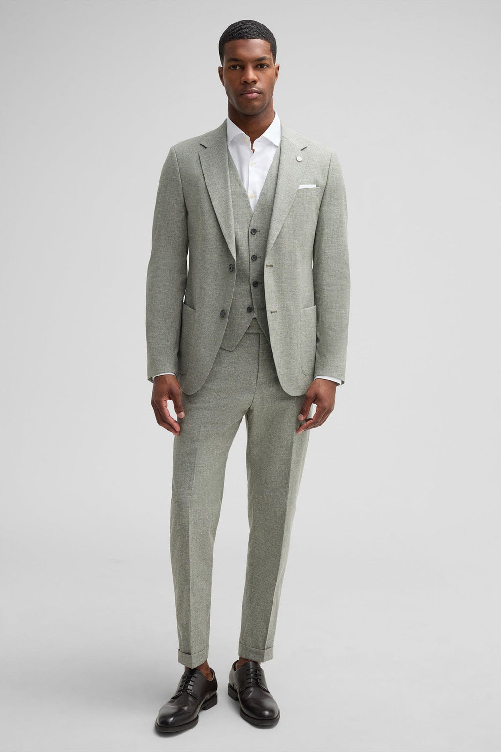 Tiavllya Fashion 3 Pieces Mens Suit Flat Notch Lapel Tuxedos (Blazer+vest+Pants)