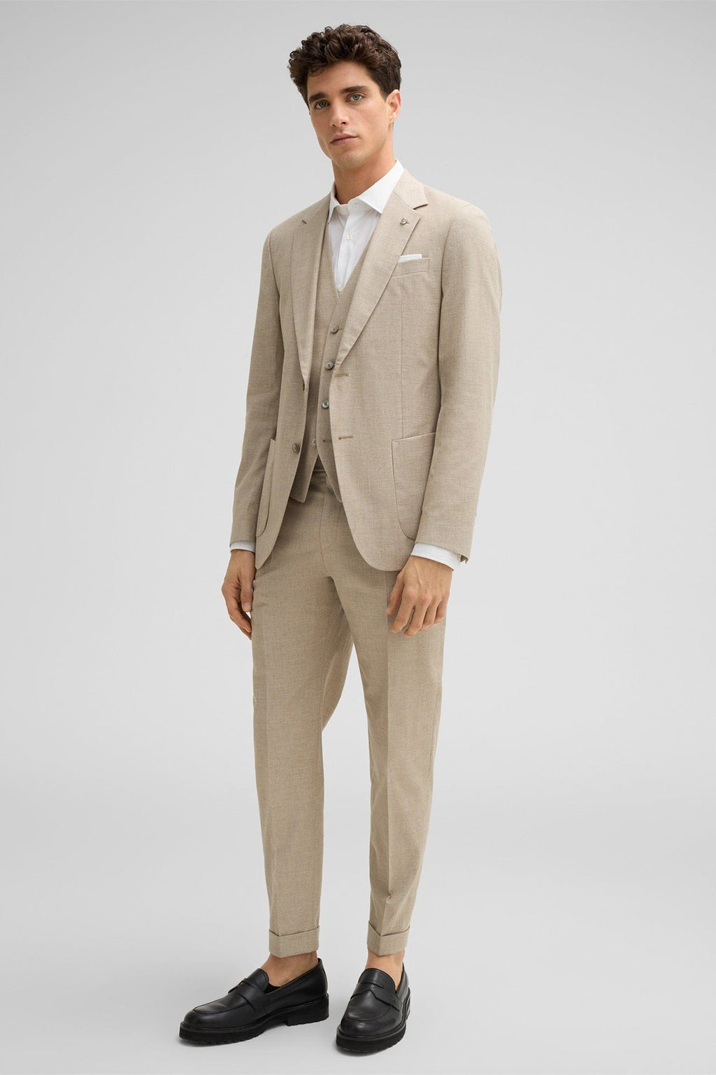 Tiavllya Fashion 3 Pieces Mens Suit Flat Notch Lapel Tuxedos (Blazer+vest+Pants)