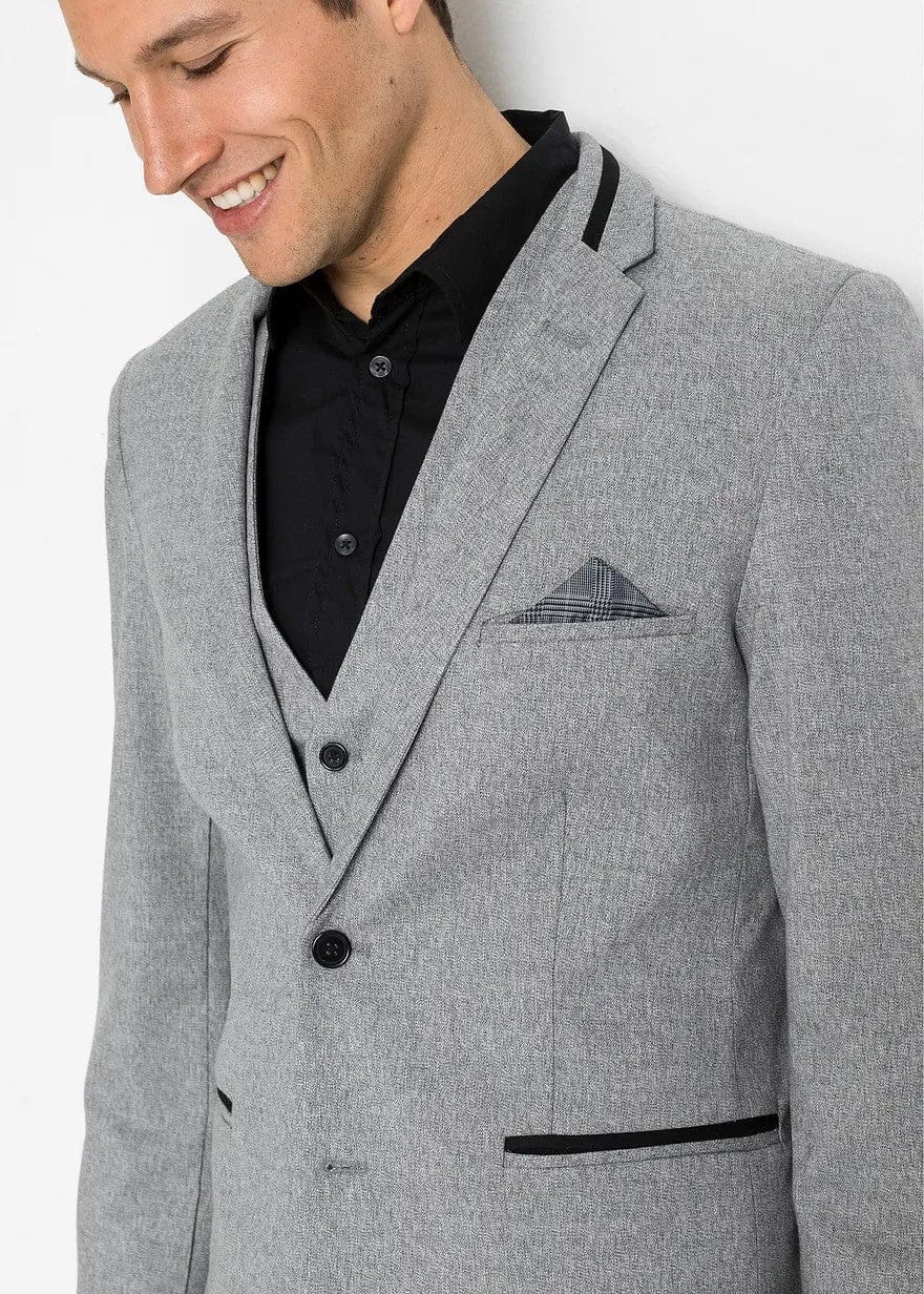 Tiavllya Fashion 3 Pieces Mens Suit Flat Notch Lapel Tuxedos (Blazer+vest+Pants)