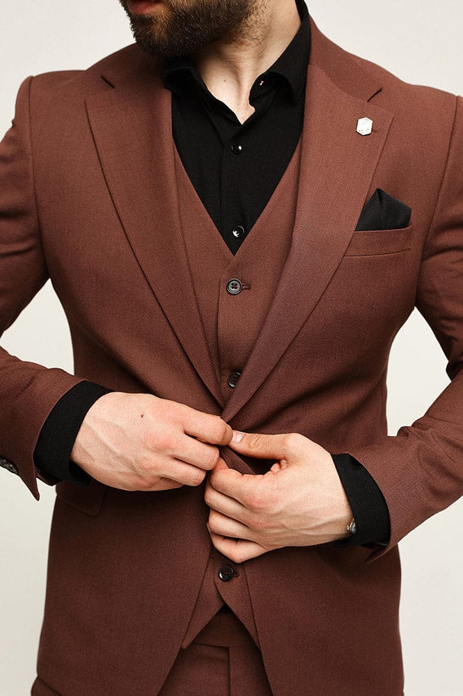 Tiavllya Fashion 3 Pieces Mens Suit Flat Notch Lapel Tuxedos (Blazer+vest+Pants)