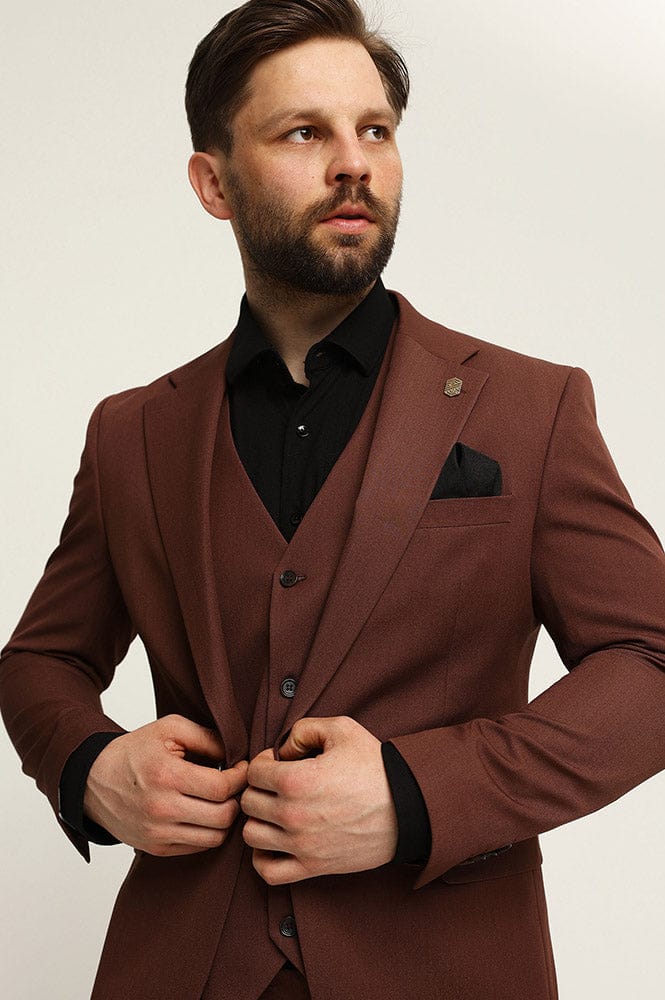 Tiavllya Fashion 3 Pieces Mens Suit Flat Notch Lapel Tuxedos (Blazer+vest+Pants)