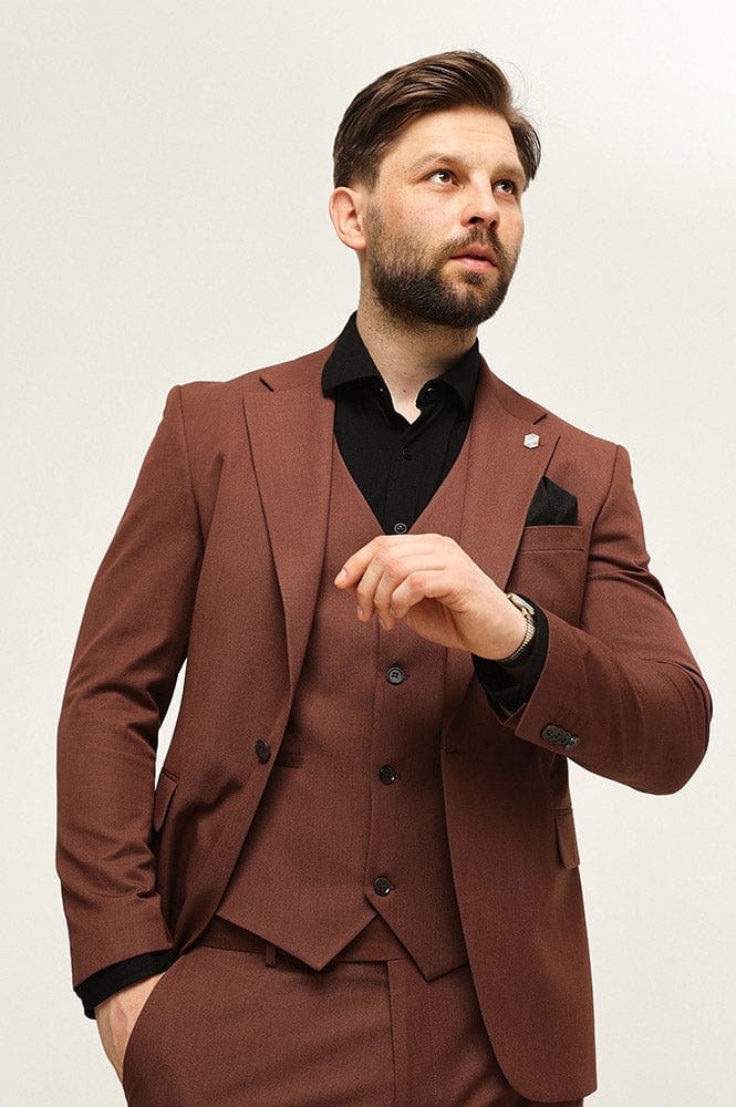 Tiavllya Fashion 3 Pieces Mens Suit Flat Notch Lapel Tuxedos (Blazer+vest+Pants)