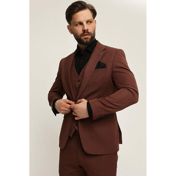 Tiavllya Fashion 3 Pieces Mens Suit Flat Notch Lapel Tuxedos (Blazer+vest+Pants)