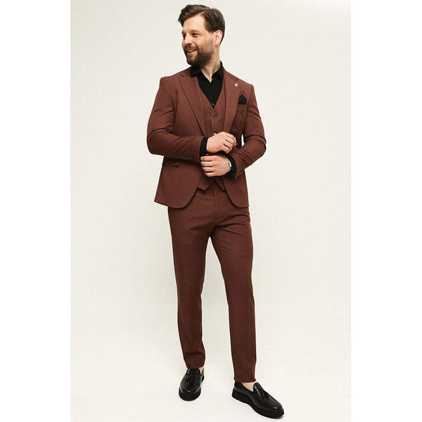 Tiavllya Fashion 3 Pieces Mens Suit Flat Notch Lapel Tuxedos (Blazer+vest+Pants)