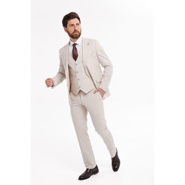 Tiavllya Fashion 3 Pieces Mens Suit Flat Notch Lapel Tuxedos (Blazer+vest+Pants)
