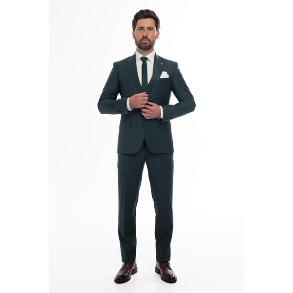 Tiavllya Fashion 3 Pieces Mens Suit Flat Notch Lapel Tuxedos (Blazer+vest+Pants)