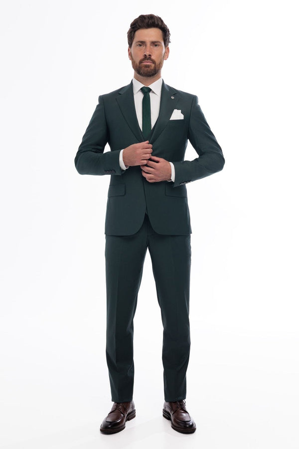 Tiavllya Fashion 3 Pieces Mens Suit Flat Notch Lapel Tuxedos (Blazer+vest+Pants)