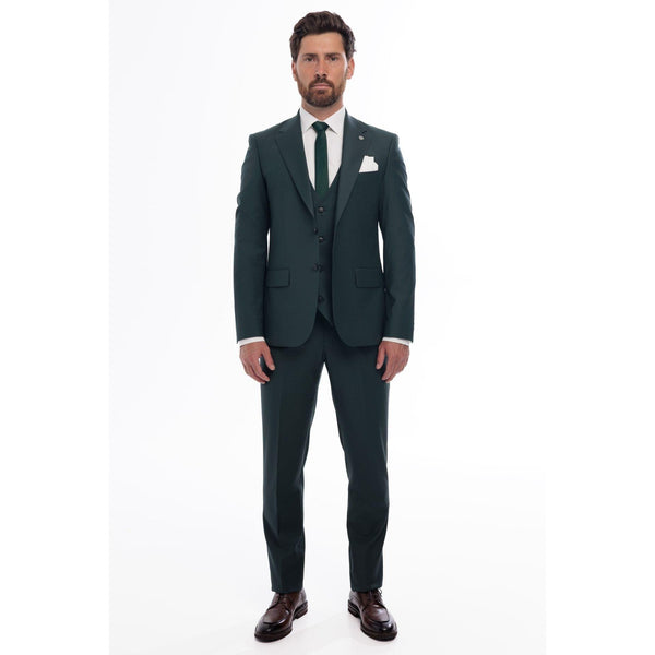 Tiavllya Fashion 3 Pieces Mens Suit Flat Notch Lapel Tuxedos (Blazer+vest+Pants)