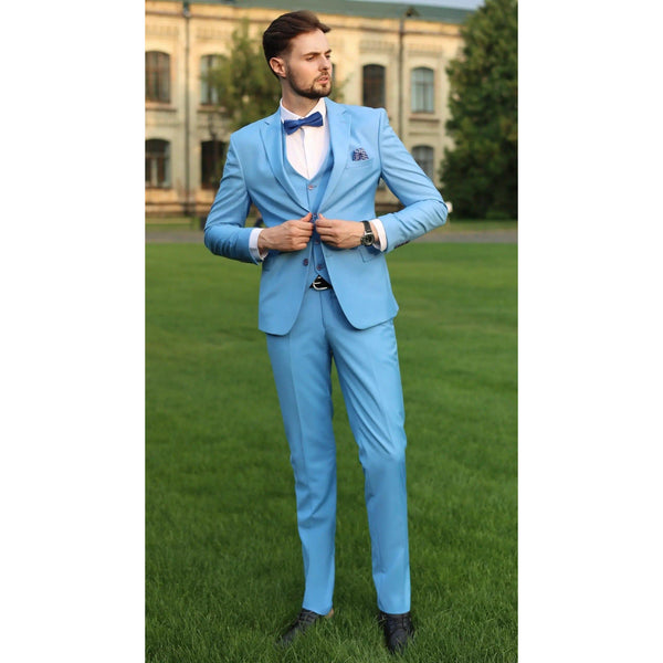 Tiavllya Fashion 3 Pieces Mens Suit Flat Notch Lapel Tuxedos (Blazer+vest+Pants)