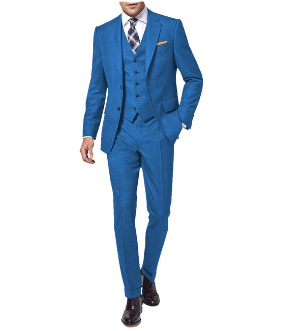 Tiavllya Fashion 3 Pieces Mens Suit Flat Notch Lapel Tuxedos For Wedding (Blazer+vest+Pants)