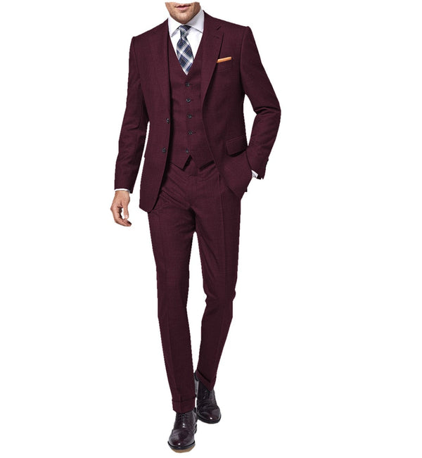 Tiavllya Fashion 3 Pieces Mens Suit Flat Notch Lapel Tuxedos For Wedding (Blazer+vest+Pants)