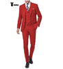 Tiavllya Fashion 3 Pieces Mens Suit Flat Notch Lapel Tuxedos For Wedding (Blazer+vest+Pants)