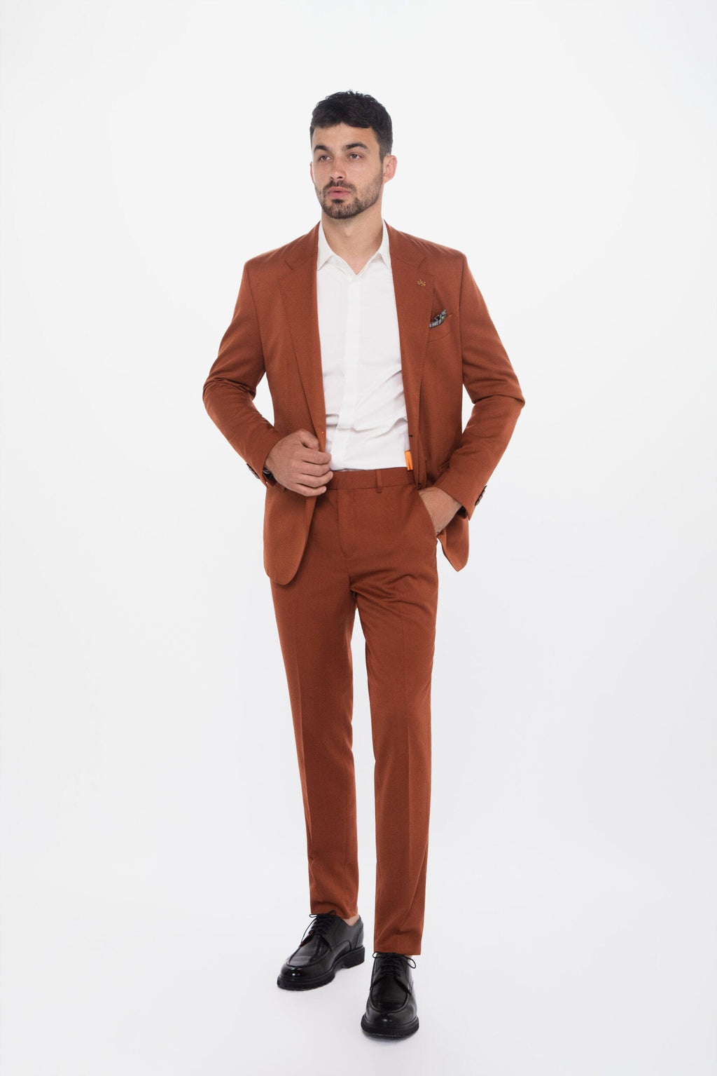 Tiavllya Fashion 3 Pieces Mens Suit Flat Notch Lapel Tuxedos For Wedding (Blazer+vest+Pants)