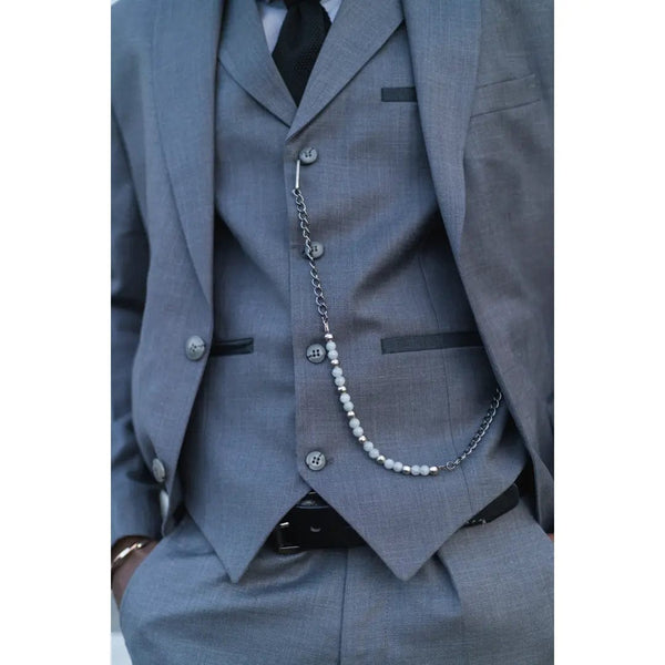 Tiavllya Fashion 3 Pieces Mens Suit Flat Peak Lapel Tuxedos (Blazer+vest+Pants)