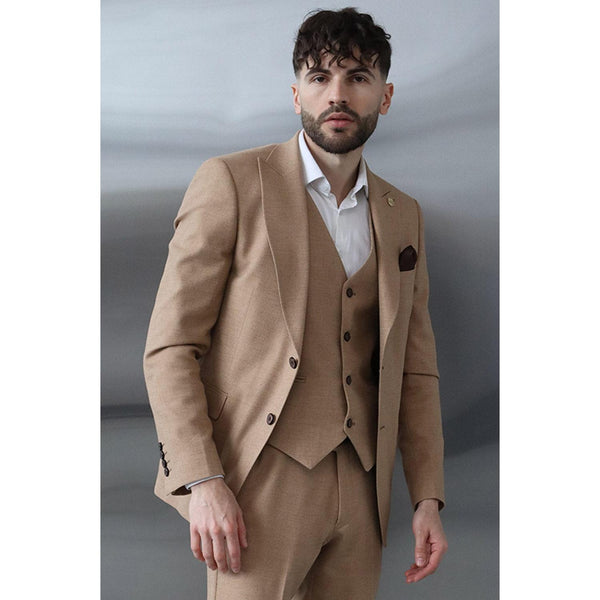 Tiavllya Fashion 3 Pieces Mens Suit Flat Peak Lapel Tuxedos (Blazer+vest+Pants)