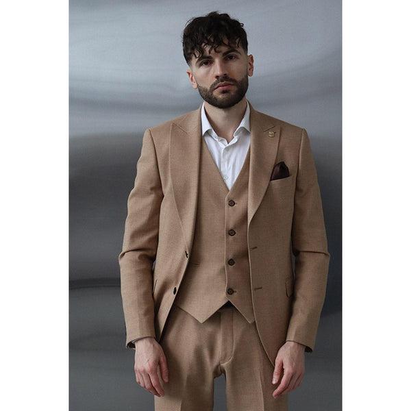 Tiavllya Fashion 3 Pieces Mens Suit Flat Peak Lapel Tuxedos (Blazer+vest+Pants)