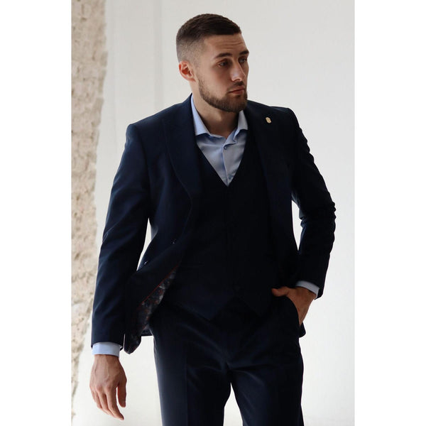 Tiavllya Fashion 3 Pieces Mens Suit Flat Peak Lapel Tuxedos (Blazer+vest+Pants)