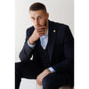 Tiavllya Fashion 3 Pieces Mens Suit Flat Peak Lapel Tuxedos (Blazer+vest+Pants)