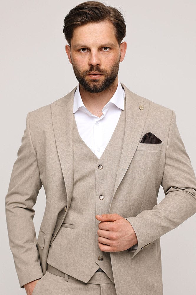 Tiavllya Fashion 3 Pieces Mens Suit Flat Peak Lapel Tuxedos (Blazer+vest+Pants)