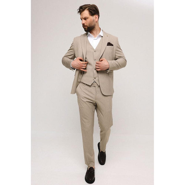 Tiavllya Fashion 3 Pieces Mens Suit Flat Peak Lapel Tuxedos (Blazer+vest+Pants)