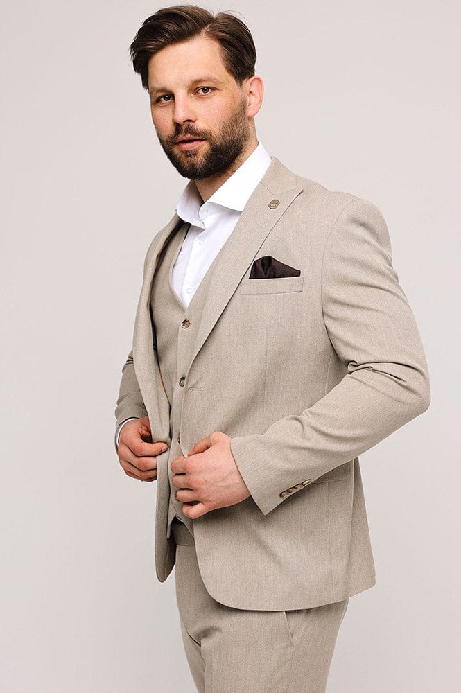 Tiavllya Fashion 3 Pieces Mens Suit Flat Peak Lapel Tuxedos (Blazer+vest+Pants)