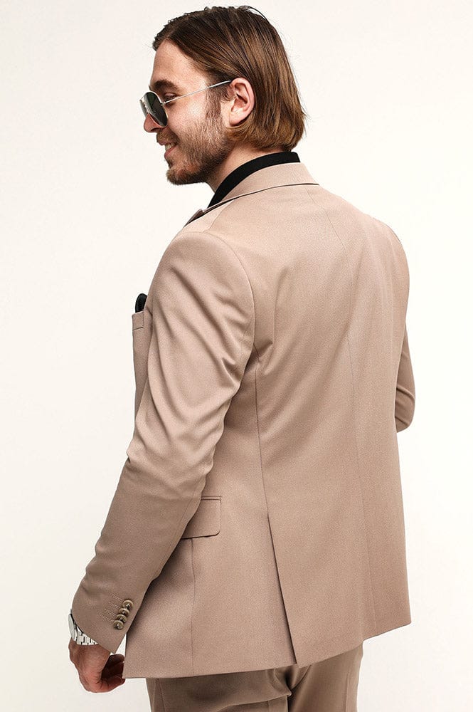 Tiavllya Fashion 3 Pieces Mens Suit Flat Peak Lapel Tuxedos (Blazer+vest+Pants)