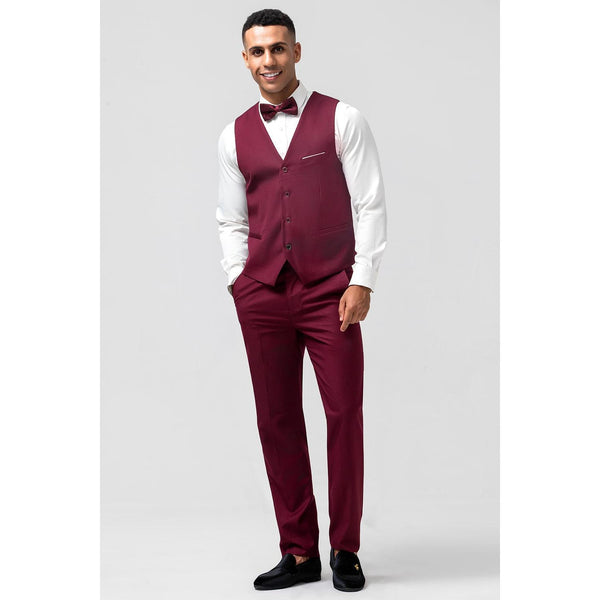 Tiavllya Fashion 3 Pieces Mens Suit Flat Peak Lapel Tuxedos (Blazer+vest+Pants)