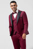 Tiavllya Fashion 3 Pieces Mens Suit Flat Peak Lapel Tuxedos (Blazer+vest+Pants)