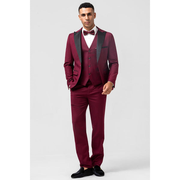 Tiavllya Fashion 3 Pieces Mens Suit Flat Peak Lapel Tuxedos (Blazer+vest+Pants)