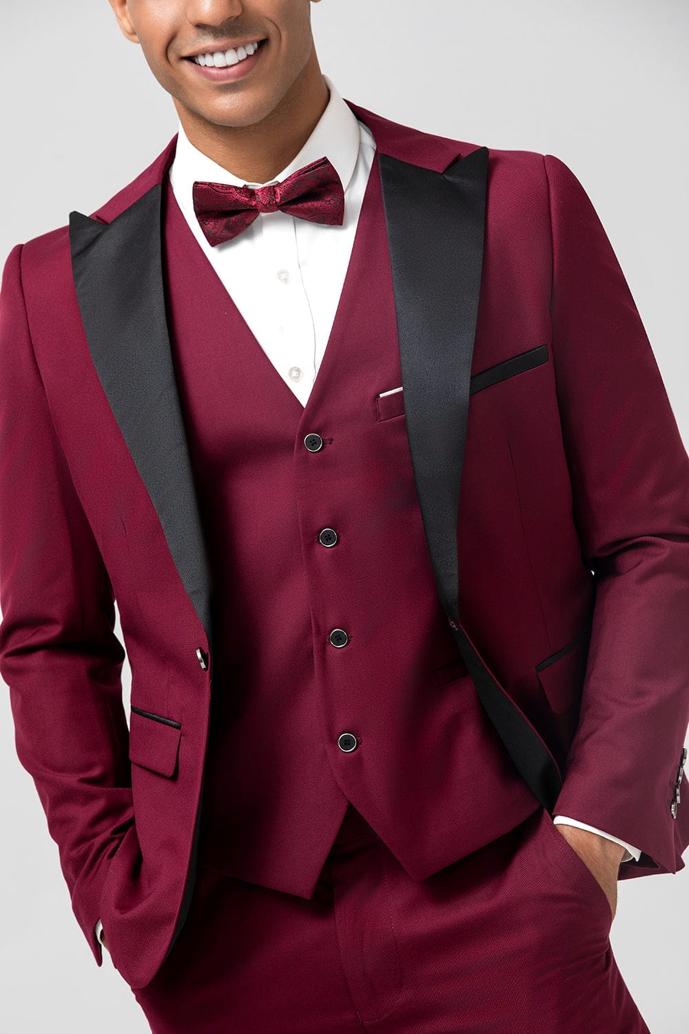 Tiavllya Fashion 3 Pieces Mens Suit Flat Peak Lapel Tuxedos (Blazer+vest+Pants)