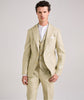 Tiavllya Fashion 3 Pieces Mens Suit Linen Notch Lapel Tuxedos (Blazer+vest+Pants)