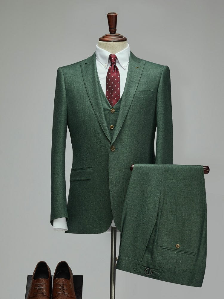 Tiavllya Fashion Green Suit For Men High-end British Style 3-Piece Suit For Men(Blazer+vest+Pants)