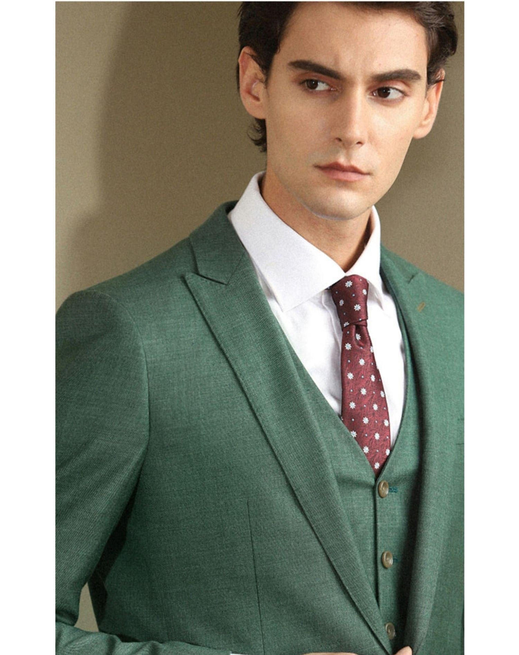 Tiavllya Fashion Green Suit For Men High-end British Style 3-Piece Suit For Men(Blazer+vest+Pants)