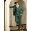 Tiavllya Fashion Green Suit For Men High-end British Style 3-Piece Suit For Men(Blazer+vest+Pants)