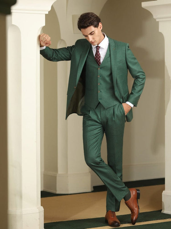 Tiavllya Fashion Green Suit For Men High-end British Style 3-Piece Suit For Men(Blazer+vest+Pants)