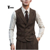 Tiavllya Fashion Men's 2 Piece Suit Herringbone Peak Lapel Tuxedos (Vest+Pants)
